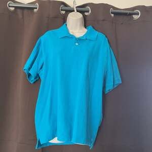 Mens Magellan Polo Shirt Bright Turquoise Blue Short Sleeve Size L